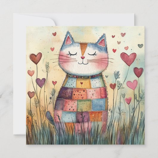 Patchwork Katten Valentijnskaart Feestdagenkaart (Voorkant)