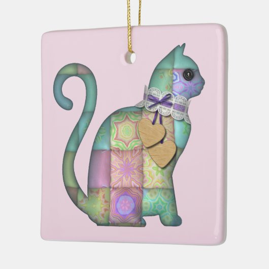 patchwork kattenversiering keramisch ornament (Links)