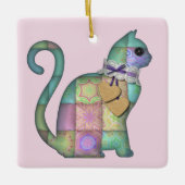 patchwork kattenversiering keramisch ornament (Voorkant)