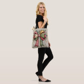 Patchwork Kerst Bow Gezellige Rustieke Vakantie Draagtas (Op model)