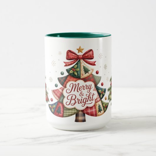 Patchwork Kerstbomen Mok (Midden)