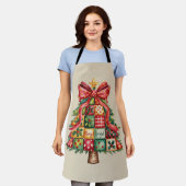 Patchwork Kerstboom Coquette Kerstmis Boom Schort (Gedragen)