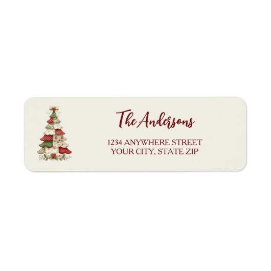 Patchwork kerstboom etiket (Voorkant)
