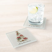 Patchwork kerstboom glazen onderzetter (Schuin)