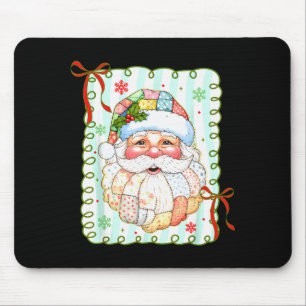 Patchwork Kerstman Gezicht Coquette Prettig Kerstf Muismat