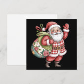 Patchwork Kerstman Kerst Retro Vrolijk en Helder Feestdagenkaart (Voorkant / Achterkant)