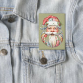 Patchwork Kerstman Kerstmis Retro Button (Insitu)