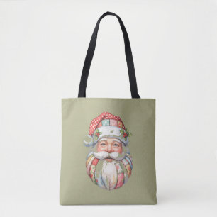 Patchwork Kerstman Kerstmis Retro Draagtas