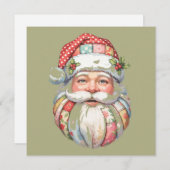 Patchwork Kerstman Kerstretro Feestdagenkaart (Voorkant / Achterkant)