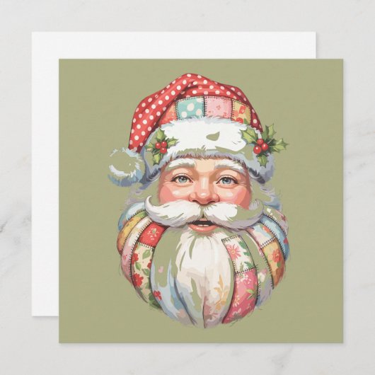 Patchwork Kerstman Kerstretro Feestdagenkaart (Voorkant / Achterkant)