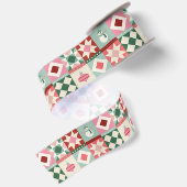 Patchwork Kerstmis Rood, Roze, Groen Lint (Achterkant)
