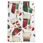 Patchwork Kerstmutsen Rood Groen Wit Medium Cadeauzakje (Achterkant)
