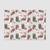 Patchwork Kerstmutsen Rood Groen Wit Tissuepapier (Voorkant)