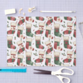 Patchwork Kerstmutsen Rood Groen Wit Tissuepapier (Craft)