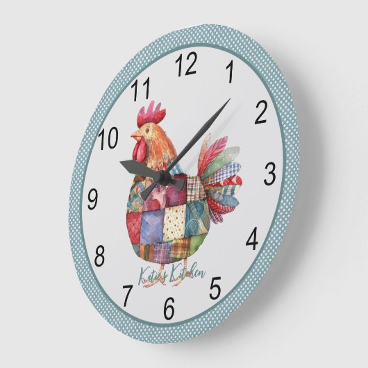 Patchwork Keuken Hen en Polka Dots Grote Klok (Hoek)