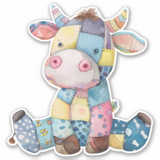 Patchwork Koe Sticker (Voorkant)