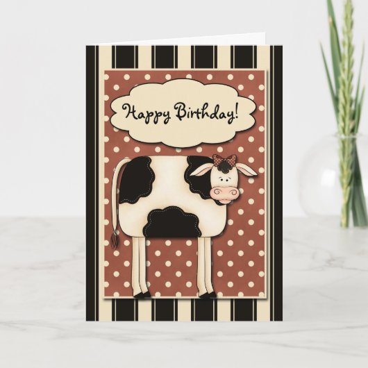Patchwork Koe Verjaardag Kaart (Voorkant)