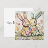 Patchwork Konijnen Valentijn Feestdagenkaart (Voorkant / Achterkant)