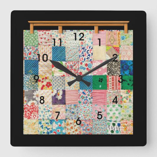 patchwork-kwilt vierkante klok (Voorkant)
