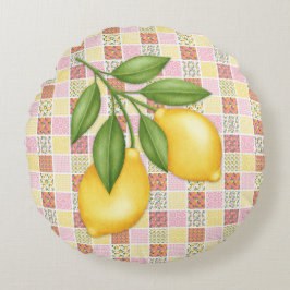Patchwork Lemon Rond Kussen