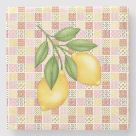 Patchwork Lemon Stenen Onderzetter (Voorkant)