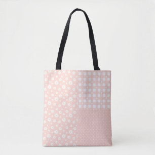 Patchwork Lichtroze Schattige Lentepatroon Canvas Draagtas
