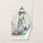 Patchwork Lighthouse Coastal Floral Scene Bad Handdoek (Handdoek)