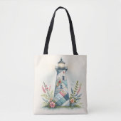 Patchwork Lighthouse Coastal Floral Scene Draagtas (Voorkant)