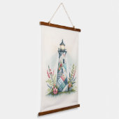 Patchwork Lighthouse Coastal Floral Scene Hangend Wandkleed (Gebogen)