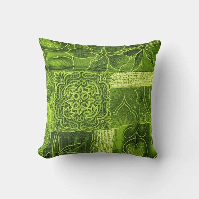 Patchwork Lime Green Pillow Kussen (Voorkant)