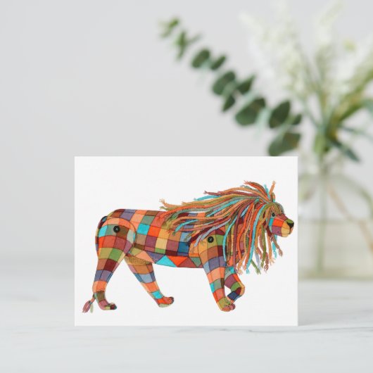 Patchwork Lion Feestdagenkaart (Staand voorkant)
