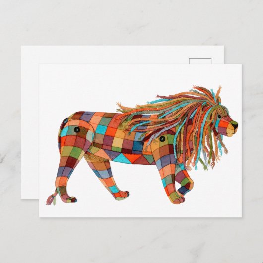 Patchwork Lion Feestdagenkaart (Voorkant / Achterkant)