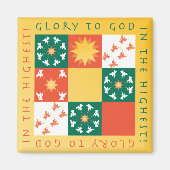 Patchwork Lof Kerstmis Magnet Magneet (Voorkant)