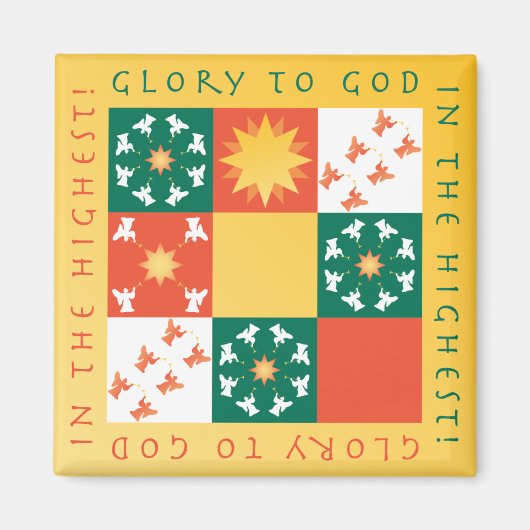 Patchwork Lof Kerstmis Magnet Magneet (Voorkant)