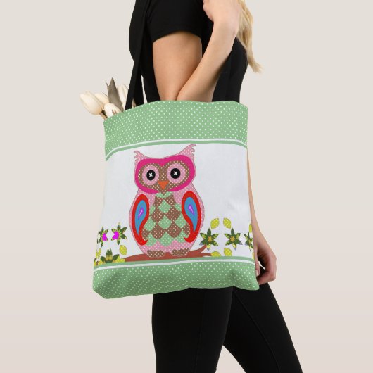 Patchwork Look Owl Polka Dot Draagtas (Dichtbij)