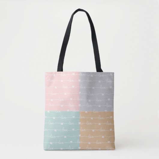 Patchwork Love Hearts Pastel Sac fourre-tout (Devant)