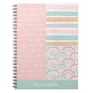 Patchwork Love Hearts Rainbow Pastel Carnet