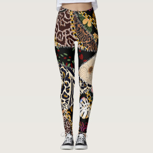 Patchwork luipaard: Etnisch lijnontwerp. Leggings