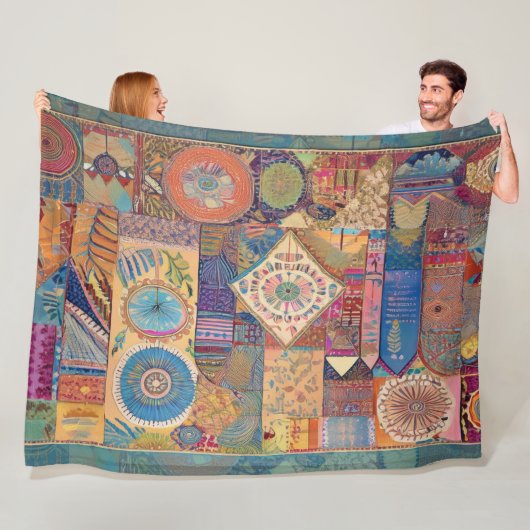 Patchwork Mandala Fleece Blanket Deken (In situ)