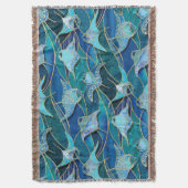 Patchwork Manta Rays in saffier turquoise blauw Deken (Voorkant Verticaal)
