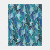Patchwork Manta Rays in saffier turquoise blauw Fleece Deken (Voorkant)