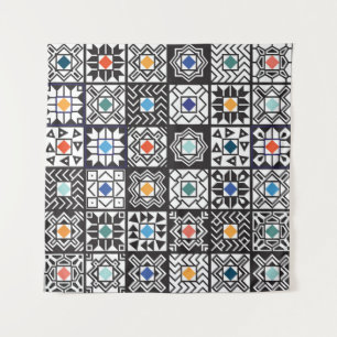 Patchwork Maori: Etnisch tapijtontwerp. Wandkleed