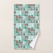 Patchwork marron turquoise de carrés (Serviette à main)