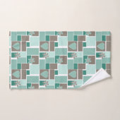 Patchwork marron turquoise de carrés (Serviette à main)