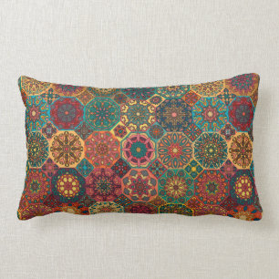 patchwork met floral mandala - elementen kussen