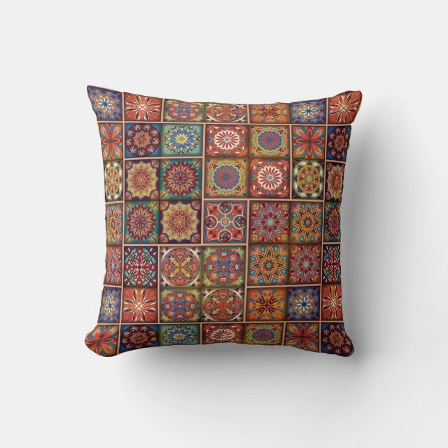  patchwork met floral mandala - elementen kussen (Voorkant)