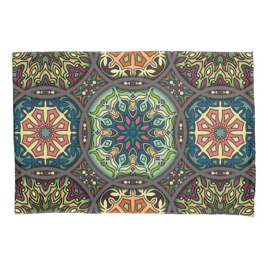 patchwork met floral mandala - elementen kussensloop (Voorkant)