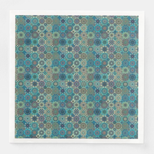 patchwork met floral mandala - elementen servetten (Voorkant)