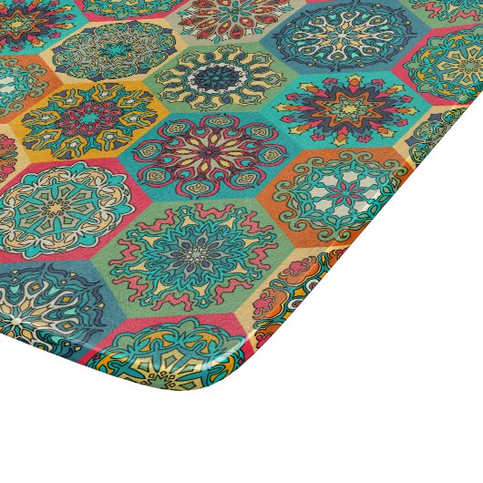 patchwork met floral mandala - elementen snijplank (Hoek)