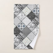 Patchwork monochrom zwart grijs witte vlek qui bad handdoek (Handdoek)